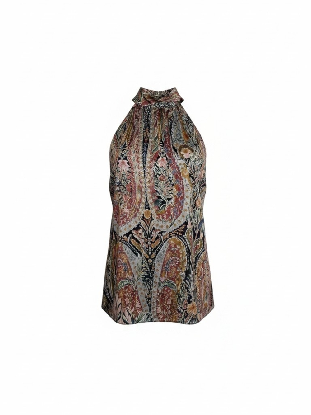 1. State Paisley Halter Camisole in Multi Pink and Black